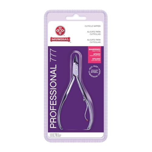Cuticle Nipper MUNDIAL 777 Professional - Sharpened Nail Care Cuticle Trimmer for Manicure and Pedicure, Longer Stainless Steel Handle