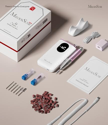 MelodySusie Nail Drill Professional 35000 RPM, Rechargeable Nail File for Nails Gel Polishing Removing, Fast Heat Dissipation & Low Noise, Portable E file for Manicure Pedicure at Home & Salon, MM400D