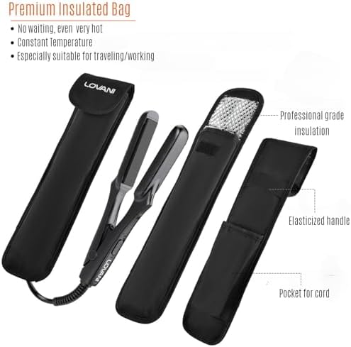 LOVANI Mini Flat Iron, Tourmaline Ceramic Small Hair Straightener, Dual Voltage Travel Hair Iron for Worldwide Use, Portable Mini Straightener with Insulated Bag