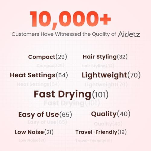 Hair Dryer, 160,000 RPM High-Speed Ionic Blow Dryer for Fast Drying, Professional Lightweight Hairdryer with Diffuser, Magnetic Nozzle, 4 Temps & 2 Speeds, Low Noise for Travel & Home - Pink