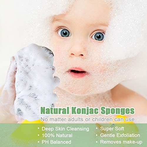Konjac Body Sponge Set of 4 Bamboo Charcoal Body Facial Sponge Exfoliator Sponge Exfoliating Facial Cleansing for Men Women (4 Pack)
