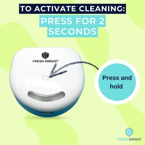 FRESH KNIGHT UVC Retainer Cleaner & Denture Cleaner - UV Retainer Case - Ideal for Invisalign & Mouth Guards - White UV Retainer Container - Convenient Travel Size