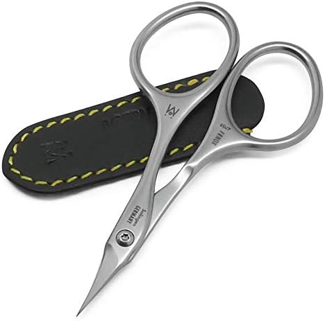 GERMANIKURE Tower Point Cuticle Scissors Grooming Scissors FINOX Stainless Steel Professional Nail Scissors in Leather Case -Ethically Made in Solingen Germany - 4705
