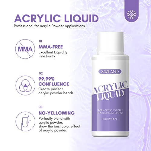 SAVILAND Acrylic Nail Kit with Drill: Professional Clear Pink White Acrylic Powder and Liquid Set with Brush for Beginner Application at Home Salon DIY Nail Extension