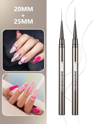Nail Liner Brush, Fine Line Nail art Brushes 5/9/15/20/25mm Thin Line Nail Brushes Detail Drawing, Liner Brush for Nails Gel