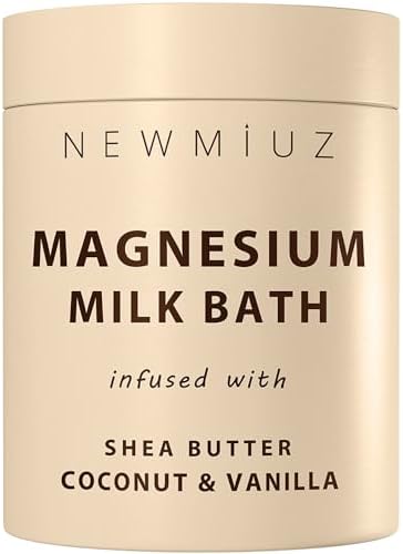 Creamy Magnesium Milk Bath Soak Powder Moisturize Soften Skin Coconut Vanilla Shea Butter Luxury Spa Bath Salt Relaxation Selfcare Gifts for Women