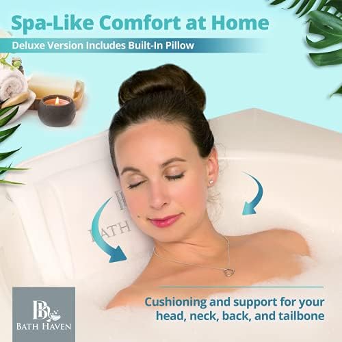 Bath Haven Bath Pillow for Bathtub - Full Body Mat & Cushion Headrest for Women and Men, Luxury Pillows for Neck and Back in Shower Tub or Jacuzzi - Powerful Suction Cups - Spa Accessories (Deluxe)