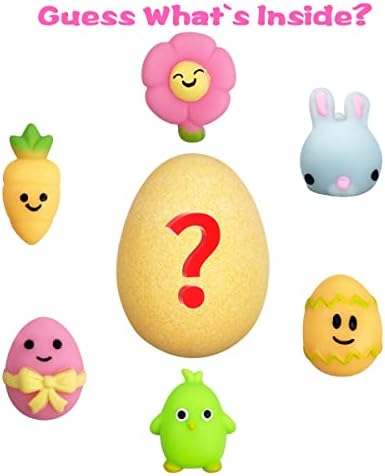 6 Pack Easter Bubble Bath Bombs with Easter Squishy Toys Inside for Kids Girls Boys Easter Basket Stuffers Gifts