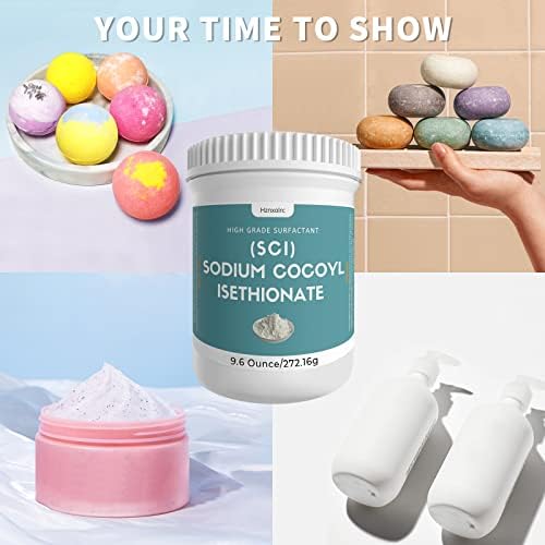 9.6 oz Sodium Cocoyl Isethionate, Premium Sodium Cocoyl Isethionate (SCI) Powder, Amazing Bubbles, Gentle on Skin, Biodegradable, Suitable for Making Bath Bombs, Bath Truffles and More
