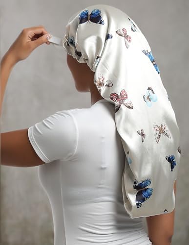 Satin Bonnet Silky Sleep Cap,Adjustable Hair Bonnet for Braids Curly Hair