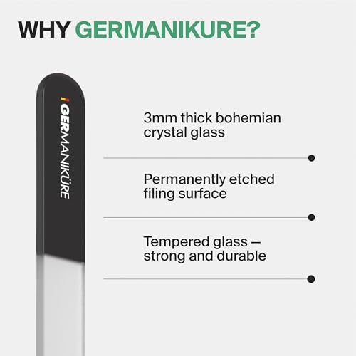 GERMANIKURE Glass Nail File in Suede Sleeve - Stay Curious - Professional Crystal Nail File for Natural Nails - Ideal Manicure & Pedicure Tool for Smooth, Easy Shaping - Nail Care Gift