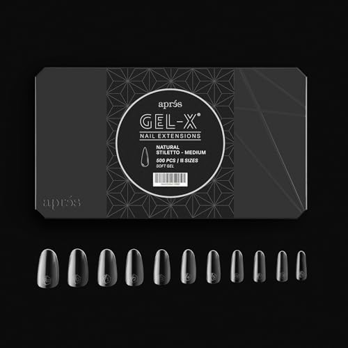 Apres Gel-X® Natural Round Tip Box | 500pc Gel-X Tips, 11 Sizes 00-9, Premium Quality (Natural Round Medium, 500)
