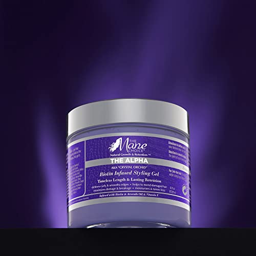 The Mane Choice The Alpha Crystal Orchid Biotin Infused Styling Gel, 16 Oz, Defines Curls & Smooths Edges, Hair Gel for Coily, Wavy & Curly Hair, Enriched with Biotin, Avocado Oil & Vitamin E