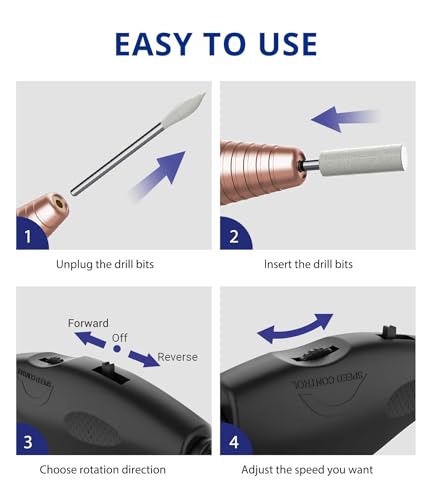 AIRSEE Studio Basic Adapter Portable Electric Nail Drill Machine for Professional, EFile for Acrylic Gel Nails and Manicure Pedicure Polishing Shape, Electric Nail File Kit for Salon Gold