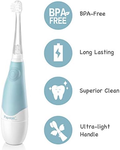 Papablic BabyHandy 2-Stage Baby Sonic Electric Toothbrush for Babies and Toddlers Ages 0-3 Years