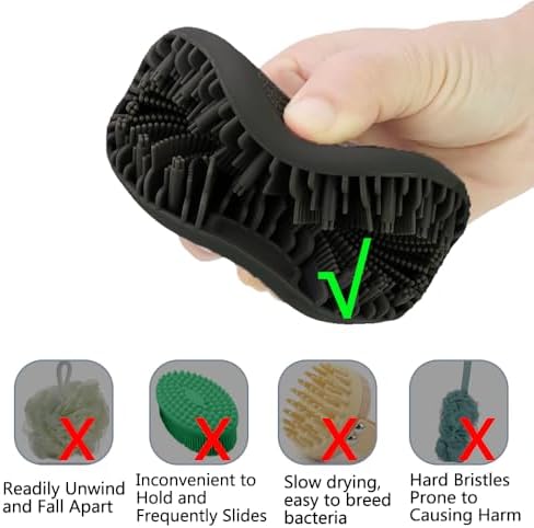 Silicone Body Scrubber,2025 New Scrubbies for Body,Premium Soft Silicone Body Scrubber Shower Bath Brush,Scrubbies The Sud Bud,for All Skin Types (Medium, Count, 4)