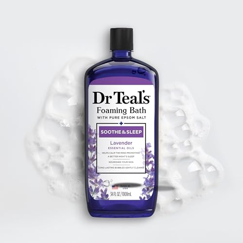 Dr Teal's Foaming Bath with Pure Epsom Salt, Soothe & Sleep with Lavender, 34 fl oz (Pack of 4)