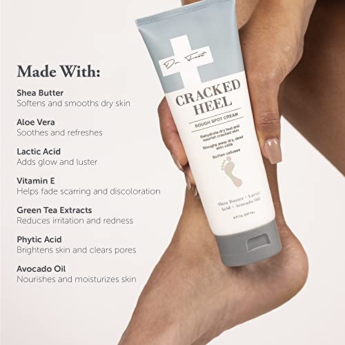 Dr. Foot Cracked Heel Repair Cream 8 Fl Oz - Moisturizing Lotion with Shea Butter & Lactic Acid, Softens Calluses & Dry Skin on Feet