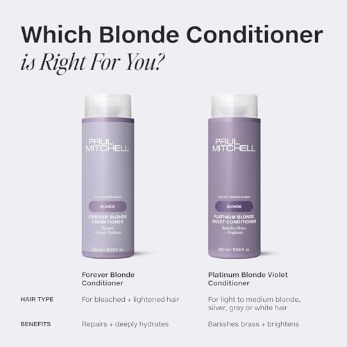 Paul Mitchell Platinum Blonde Violet Conditioner, Banishes Brass + Brightens, Ideal for Light to Medium Blonde, Silver, Gray or White Hair