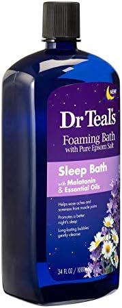 Dr. Teals Foaming Bath Variety Gift Set (2 Pack, 34oz Ea) Shea Butter & Almond Oil, Melatonin Sleep Bath - Essential Oils Blended with Pure Epsom Salt Eases Achy Muscles & Relieves Stress