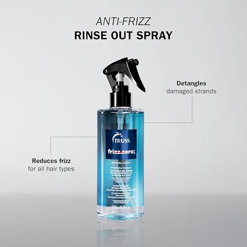 TRUSS Frizz Zero Liquid Hair Mask - Anti Frizz Hair Treatment Spray - Detangles & Brightens Damaged Strands - Provides Intense Shine & Cuticle Sealing (8.79 oz)