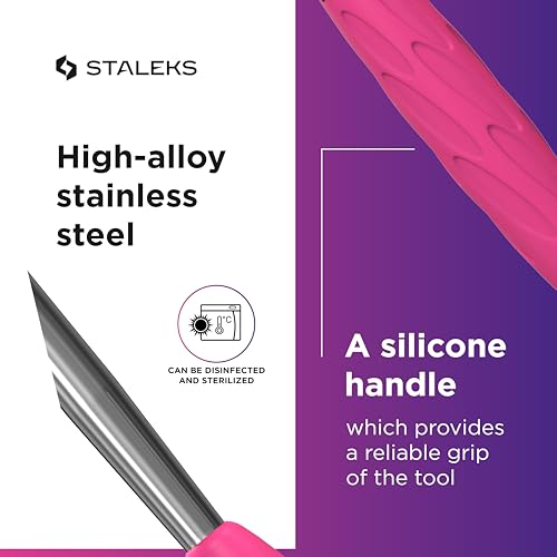 STALEKS UNIQ PQ-11/2 Double Manicure Instrument with Silicone Grip (Ring + Hoof Sticks)