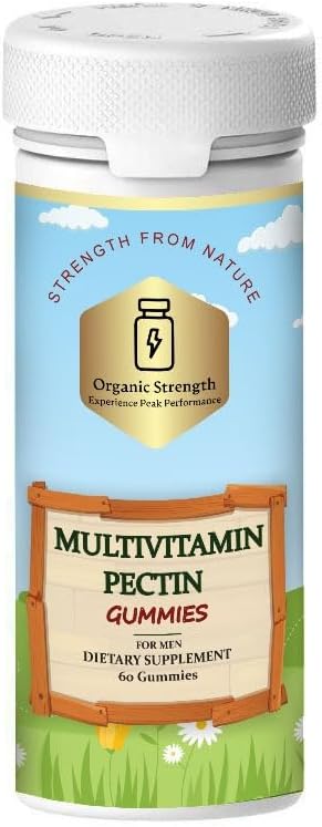 Men's Multivitamin Pectin Gummies: Empowering Your Health with 200% Biotin, Folate 100%, Vitamin A, B12, C, D, E, 100% Daily Intake (60 Count)