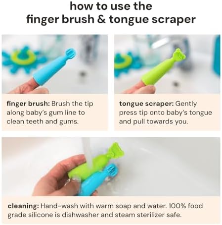 oogiebear Baby Finger Brush & Tongue Scraper - Gentle Oral Care, Soft Silicone, BPA-Free, for Infants & Toddlers