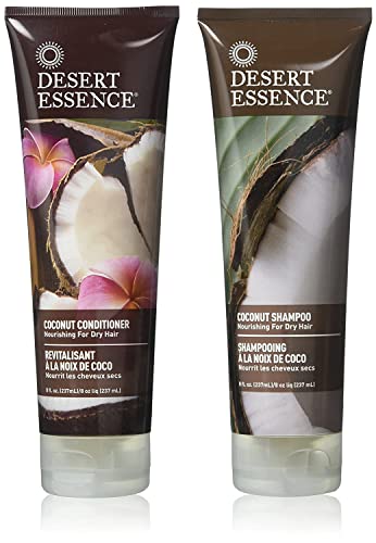 Desert Essence Coconut Shampoo & Conditioner Bundle - 8 Fl Ounce - Nourishing For Dry Hair - Delightful Scent - Refreshes Skin - Coconut Oil