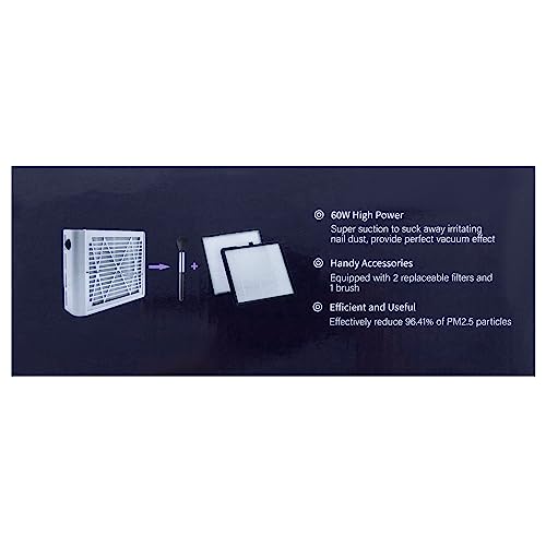 Nail Dust Collector with Brush and 2 Reusable Filters, 60W Vacuum Dust Fan for Acrylic Nails (pink)