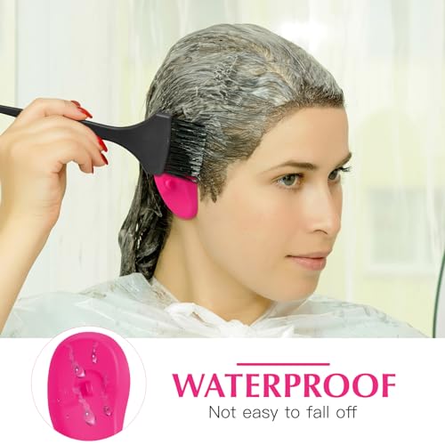 FRCOLOR 2 Pairs Silicone Ear Covers Ear Protector with 100pcs Disposable Hairdressing Ear Caps Ear Protector Hairdressing Dye Coloring Protector Earmuff Ear Caps for Home Shop, 7.8cm*4.5cm*0.5cm