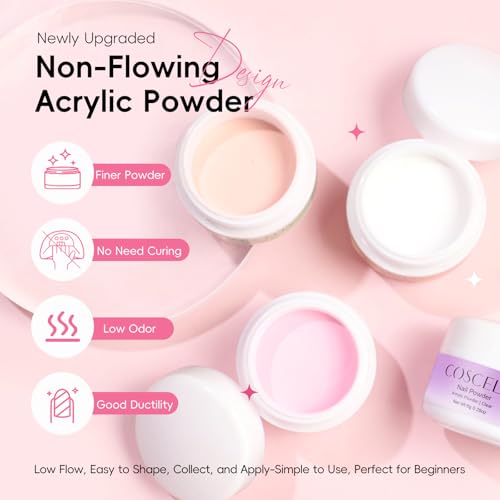 Acrylic Nail Kit with Drill, Pink White Nude Clear 4 Colors Nails Kit Acrylic Set with U V Light Sequin Glitter Decoration Powders Manicure Kits for Home Nail DIY