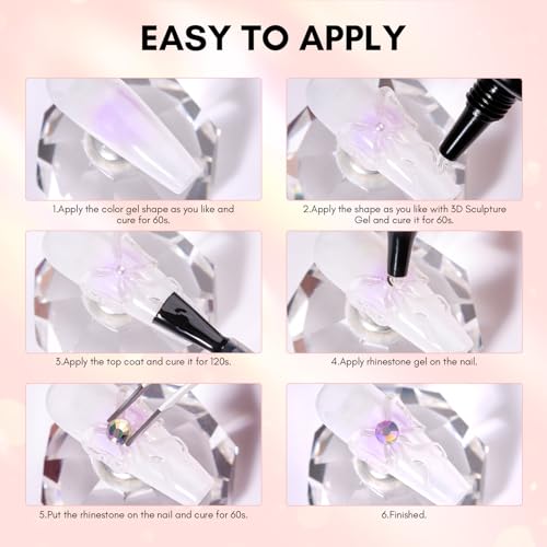 Makartt Nail Rhinestone Glue with 3D Gel Kit – Super Strong Nail Charm Glue & Sculpting Gel for DIY Nail Art, Drawing, Molding & Embossed Designs, Easy to Use for Nail Lovers & Beginners