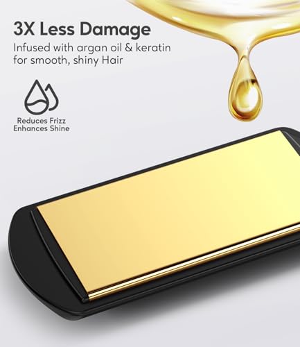 Portable Hair Straightener, 1.5 Inch Wider Plate Flat Iron for Short & Long Hair, Ceramic Travel Hair Straightener with Argan Oil & Keratin Infused, Universal Voltage, with Storage Bag