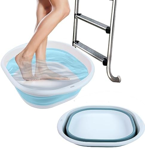 Portable Pool Foot Bath,Collapsible Pool Foot Wash Basin Tub,Foot Bath Basin for Above Ground Swimming Pools Accessories (Blue Baths)