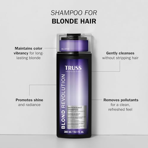 TRUSS Blond Revolution Blonde Shampoo - Gentle Cleansing Shampoo for Color Treated Hair - Preserves Luminous Blonde Coloring While Fighting Oxidation & Increasing Shine (10 fl oz)