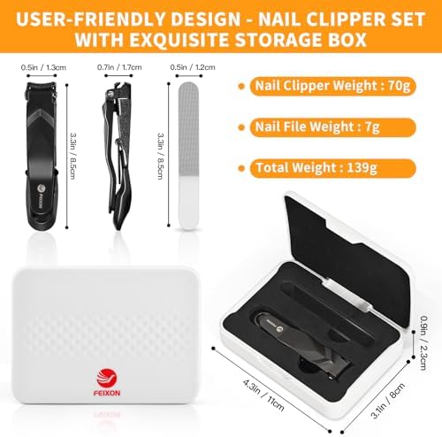Nail Clippers for Men Women with Catcher,Heavy Duty No Splash Ultra Sharp Fingernail Clipper & Toenail Clippers,Nail Cutter with Nano Nail File for Adult,Seniors,Home,Travel,Gifts
