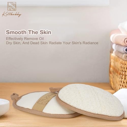 Natural Loofah Body Scrubber - Exfoliating Bath & Shower Sponge for Women, Men & Kids - Soft Facial & Back Scrub Pads - Eco-Friendly - Perfect Travel Gift Set for Family (3 Pack)