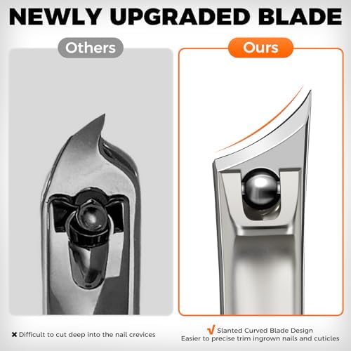 Heavy Duty Slanted Nail Clippers for Thick Nails - Wide Opening, Ultra Sharp Ingrown Toenail Clippers for Seniors