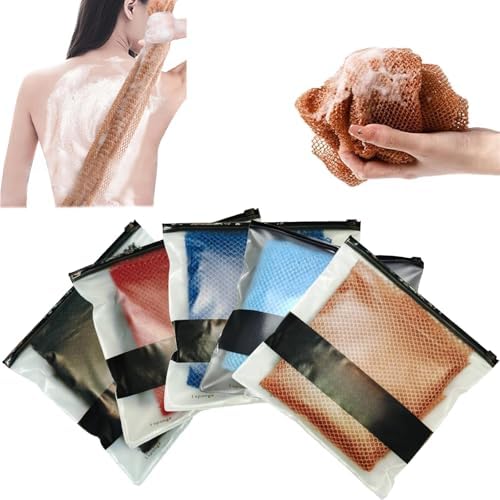 Afro Scrub African Exfoliating Net Sponge - Afro Scrub Body Scrubber for Bath & Shower, Exfoliating Washcloth for Daily Use, Premium Bath Sponge, Exfoliator for Shower (5Pcs A)