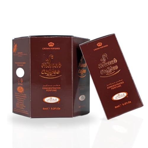 Al-Rehab French Coffee Premium Arabian Perfume Oils for Women 6ML (0.2OZ) PACK OF 6 - Long Lasting Concentrated Perfume Oil with Rich, Alluring Women's Fragrance - For Daily Wear or Special Occasions