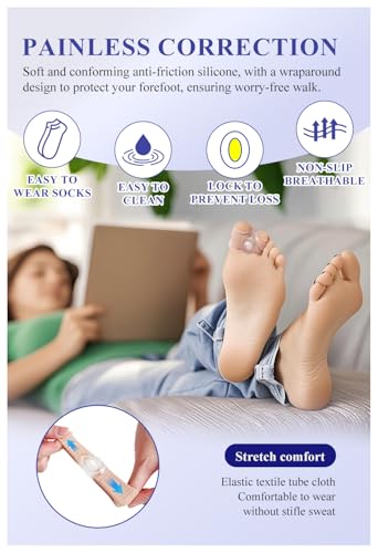 Adjustable Toe Separators For Women Men Big Toe, Bunion Corrector Spacers Relief Big Toe, Gel Straightener For Hammer Overlapping
