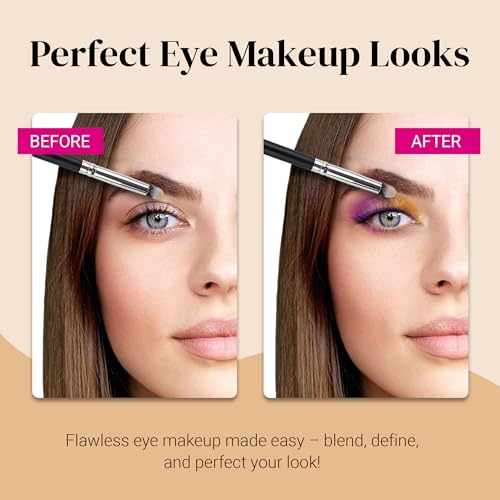 Keshima Professional Eye Makeup Brushes Set with Eyeshadow Brush, Eye Shadow Blending Brush, Smudge, Angled Crease, Pencil, Angled Eyeliner and Bent Eyeliner Brushes