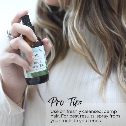Rice Water For Hair Growth by Baja Basics, Thickness, Strength, Shine - Leave-in Conditioner for Scalp, Dry Split End Moisturizer - Fermented Rice Water Spray for Curly, Straight, Thick, Thin Hair 4oz