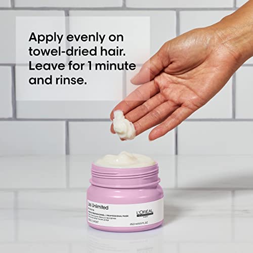 L'Oréal Professionnel Paris Liss Unlimited Mask - For Frizz-Prone Hair, Provides Long-Lasting Frizz and Humidity Protection, With Prokeratin