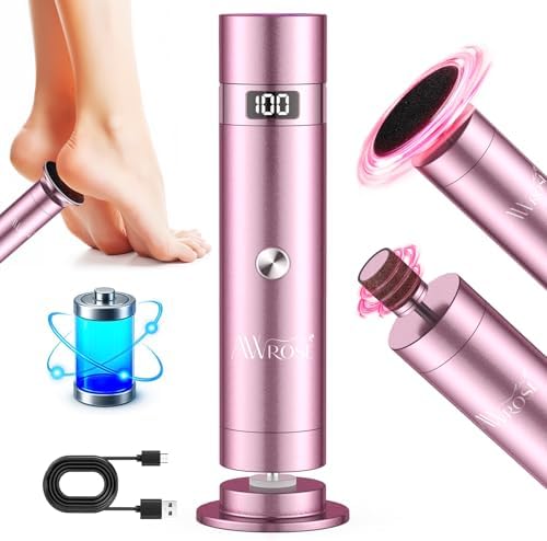AWROSE Callus Remover for Feet, Cordless Electric Foot Callus Remover with Rechargeable 2600mAh High-Capacity, 6.2IN Aluminum Foot File,Professional Pedicure Tools for Dead/Hard/Dry Skin&Cracked Heels