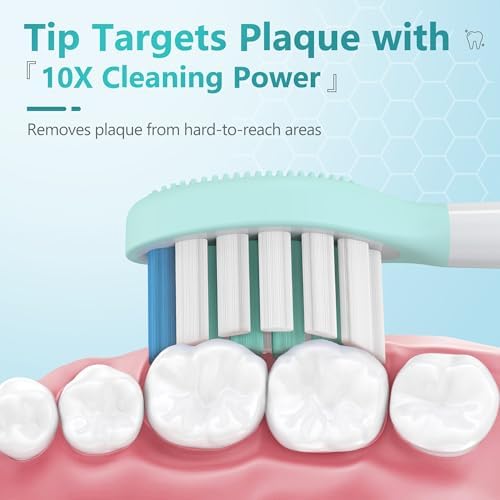 Replacement Toothbrush Heads for Philips Sonicare Electric Toothbrush, 2-in-1 Tongue Cleaner, 10 Pack, Mint Green,Suitable for Philips Sonicare Heads, C2, C1, C3, W1, W2, W3, G1, G2, G3