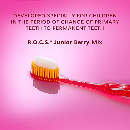 R.O.C.S. Junior Toothpaste - Enamel Whitening Teeth Gum Protection - for Children 6-12 Years Old - Safe to Swallow - Natural, No Fluoride or Sulfate (Berry Mix, Pack of 1)