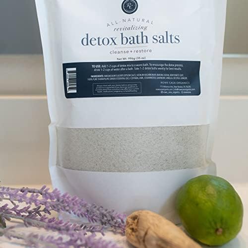 Rowe Casa Organics Detox Bath Salts with Health Boosting Magnesium and Bentonite Clay – Natural Bath Soak for Body Cleanse, Restore, and Relaxation, 35 Oz