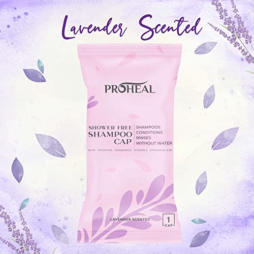 Shower Free Shampoo Cap - 8 Shampoo Caps for Bedridden Patients, Elderly, Travelling, Camping - Disposable - Lavender Scented - Latex and Alcohol Free - Hypoallergenic - Natural Ingredients